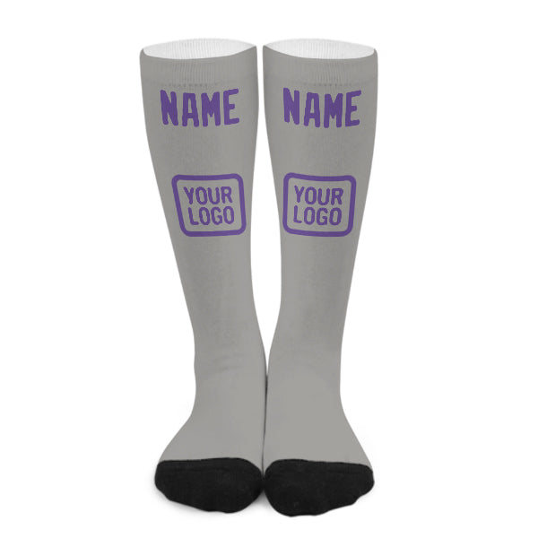 Custom Gray Light Purple Knee-High Sock