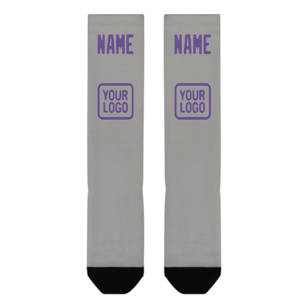 Custom Gray Light Purple Knee-High Sock