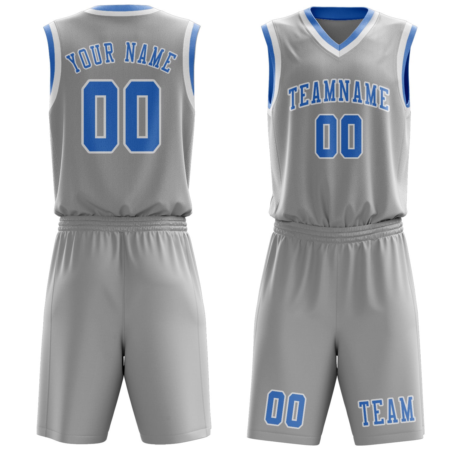 Custom Gray Light Blue Basketball Set