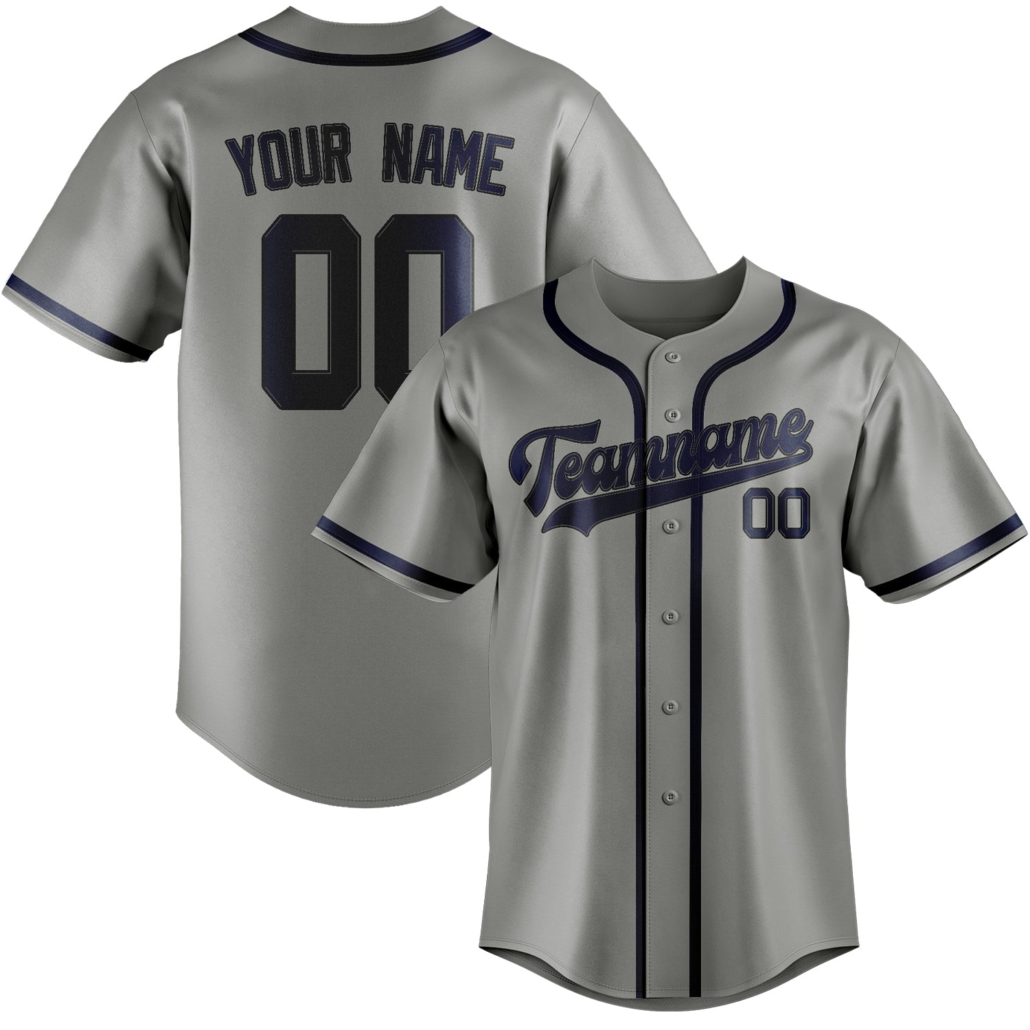 Custom Gray Blue Baseball Jersey