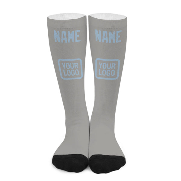 Custom Gray Light Blue Knee-High Sock