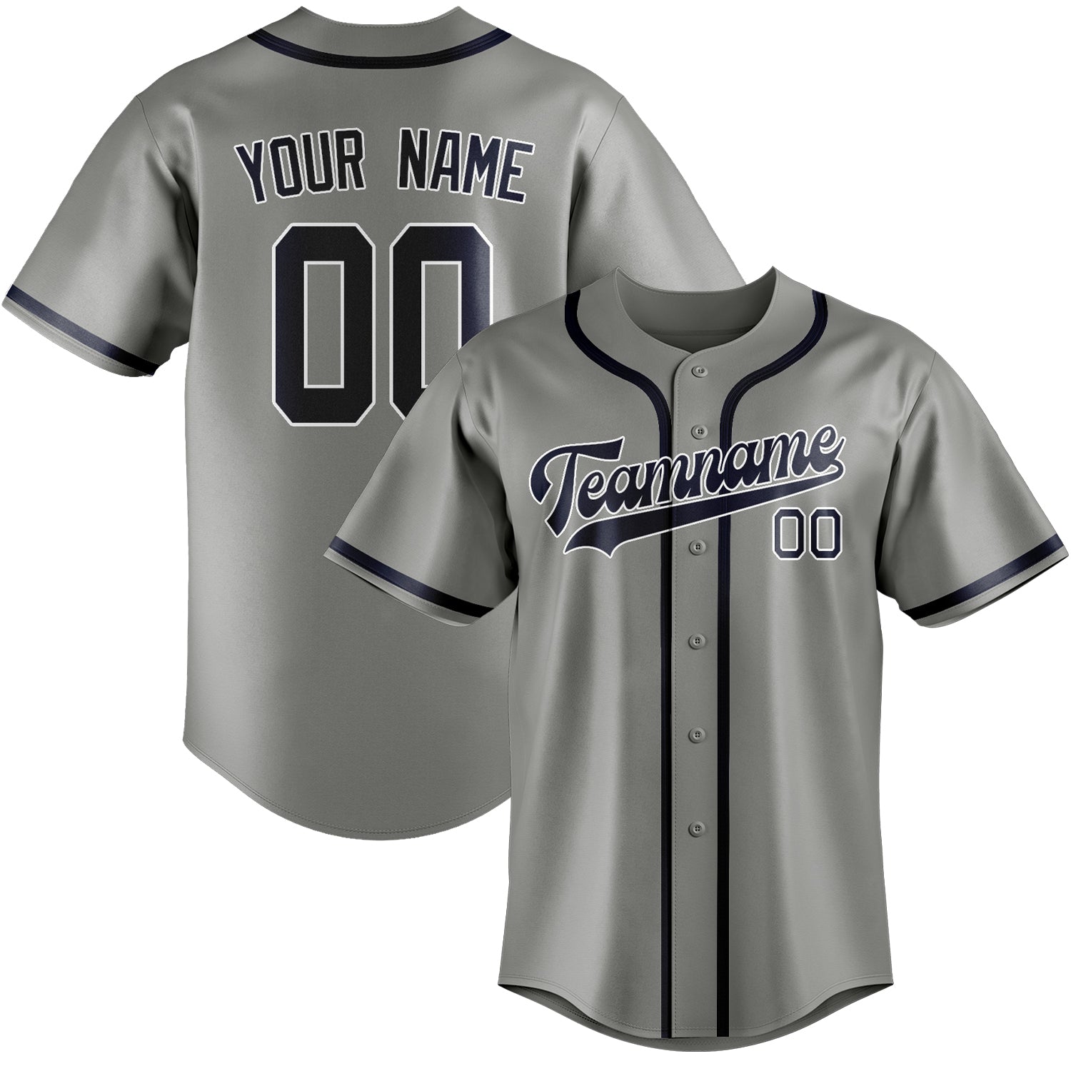 Custom Gray Navy Baseball Jersey