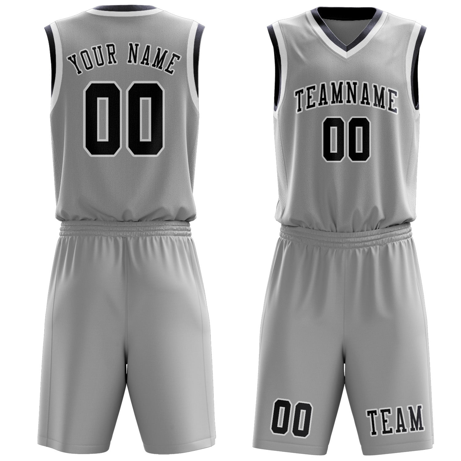 Custom Gray Navy Basketball Set