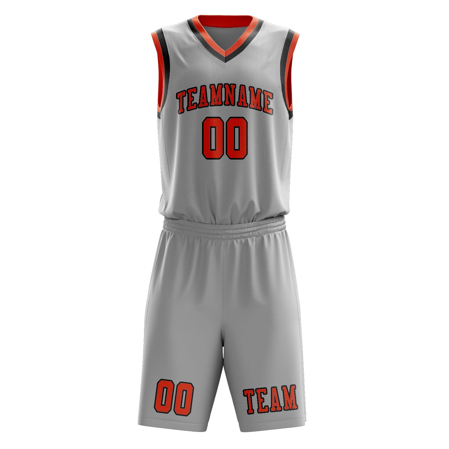 Custom Gray Orange Red Basketball Set