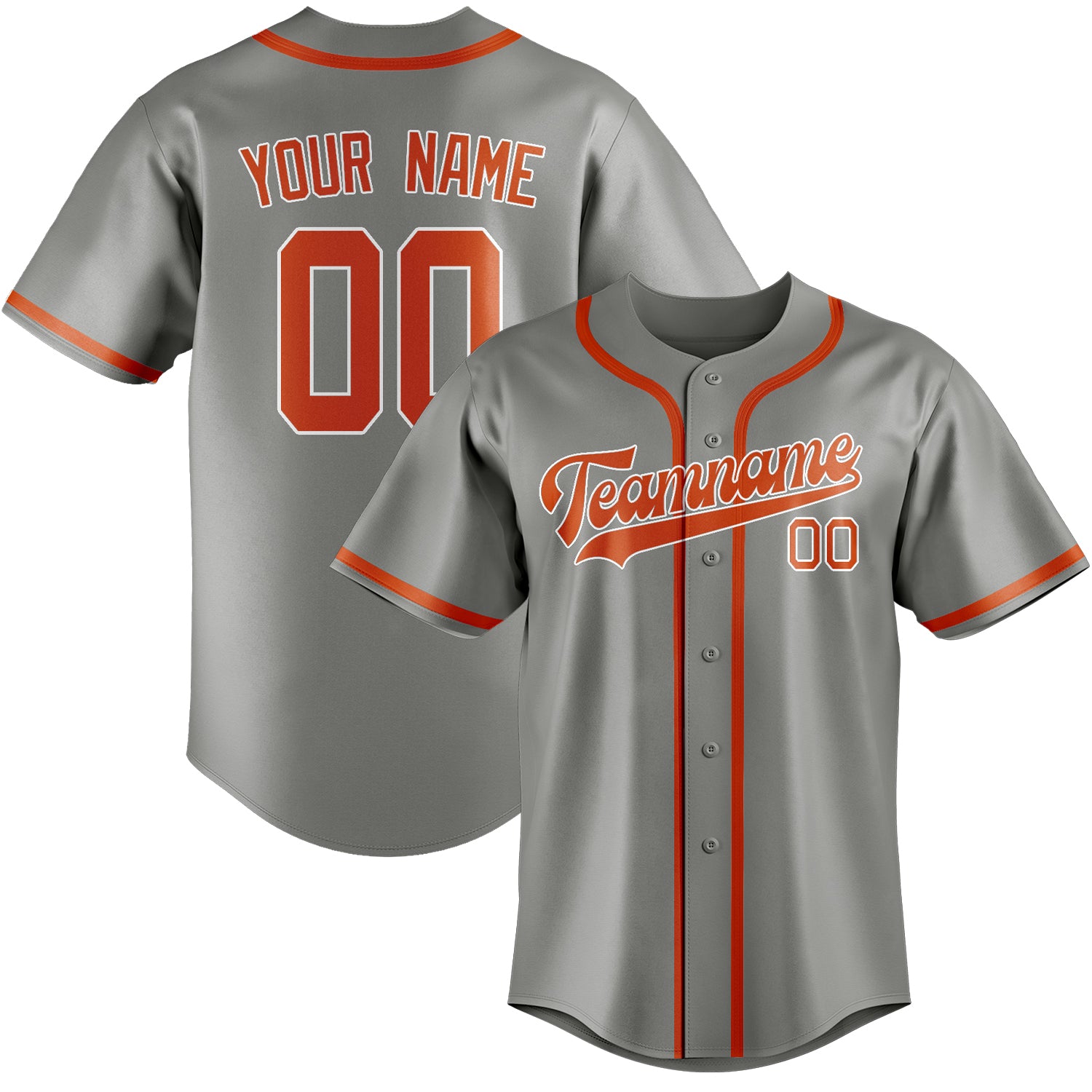 Custom Gray Orange Red Baseball Jersey