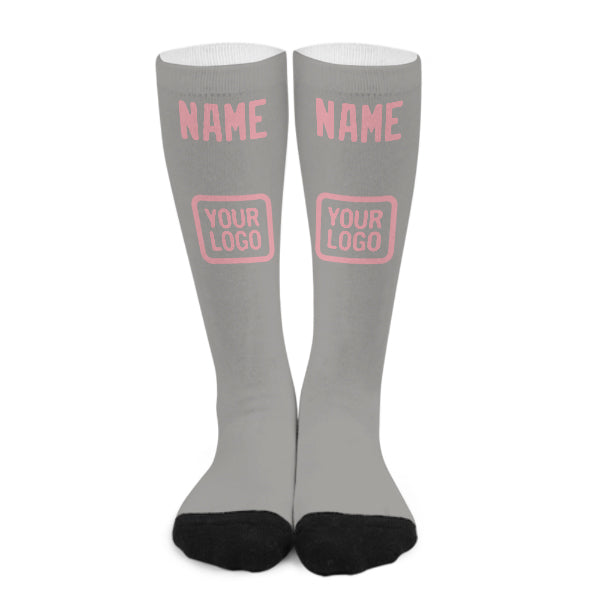 Custom Gray Light Pink Knee-High Sock