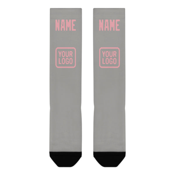 Custom Gray Light Pink Knee-High Sock