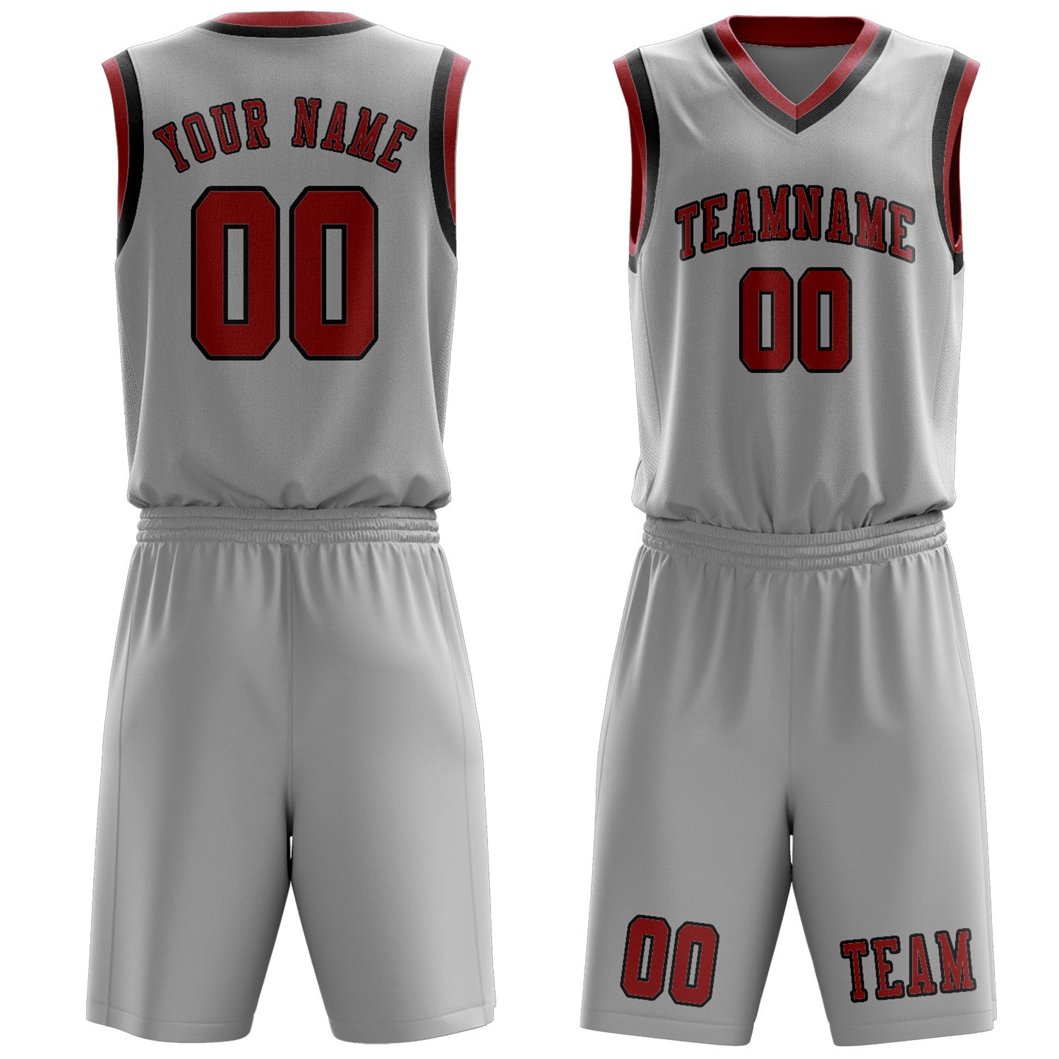 Custom Gray Red Basketball Set