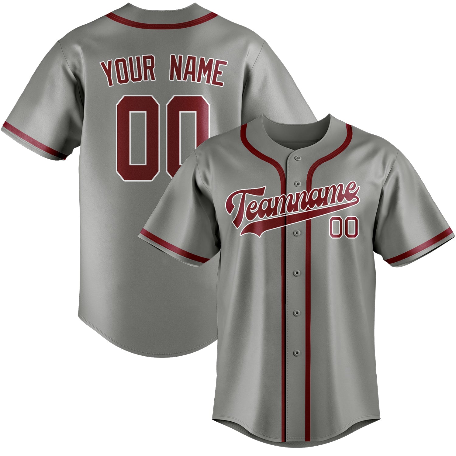 Custom Gray Crimson Red Baseball Jersey