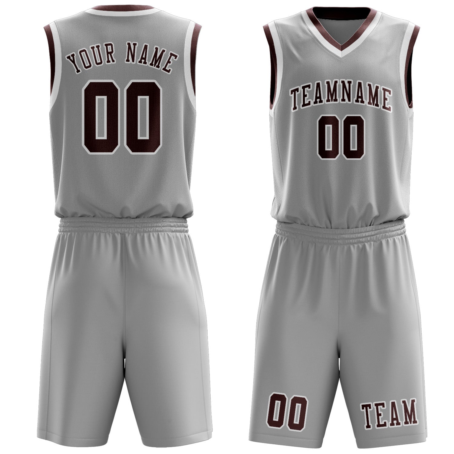 Custom Gray Crimson Red Basketball Set