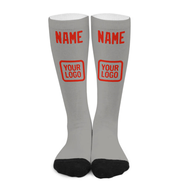 Custom Gray Orange Red Knee-High Sock