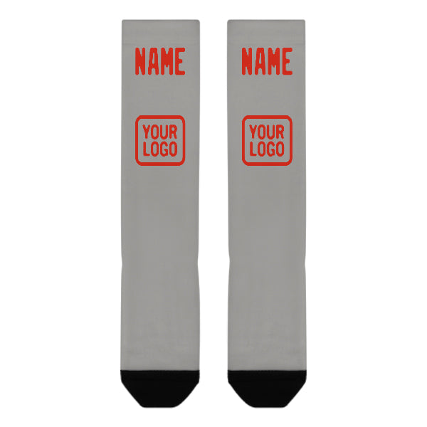 Custom Gray Orange Red Knee-High Sock