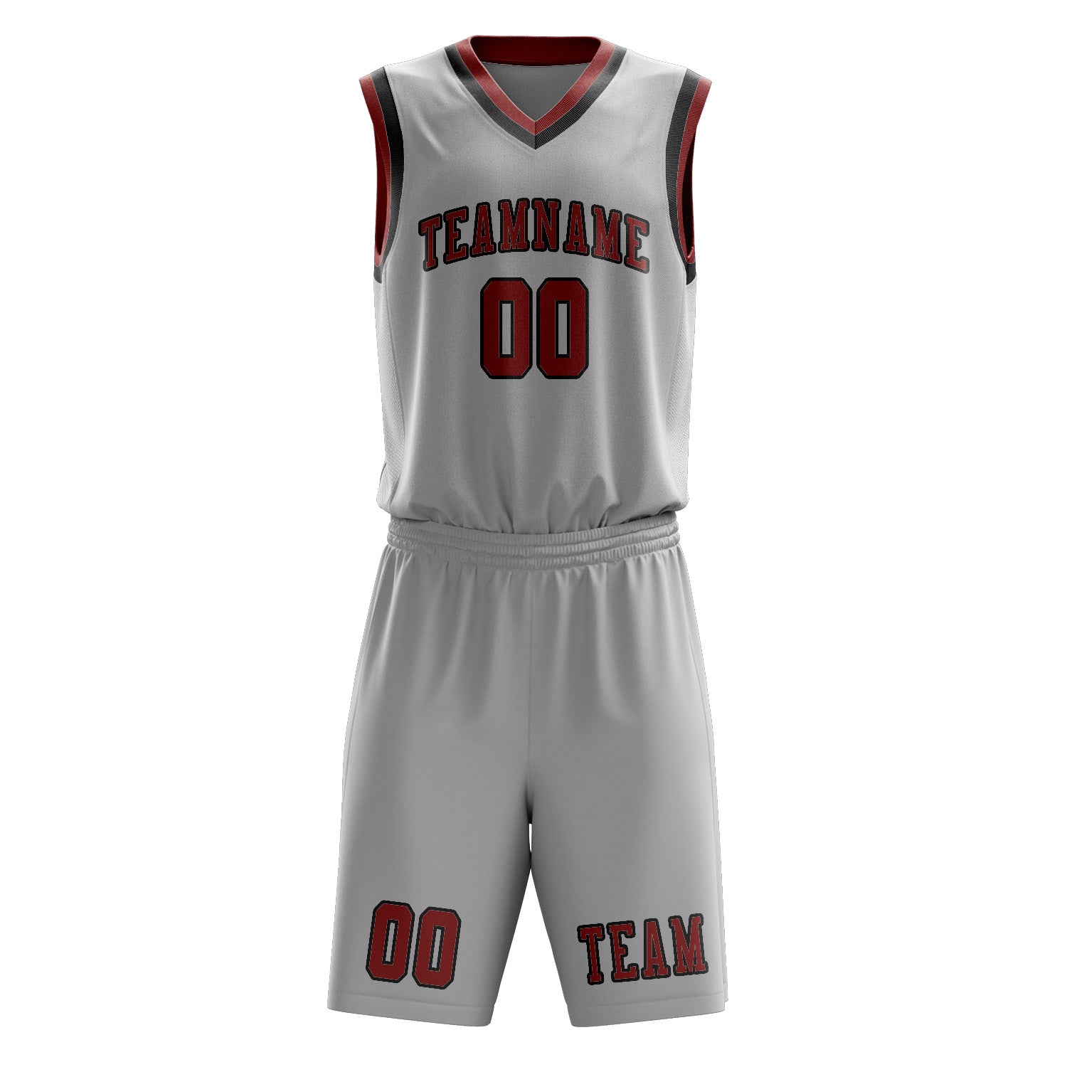 Custom Gray Coral Red Basketball Set
