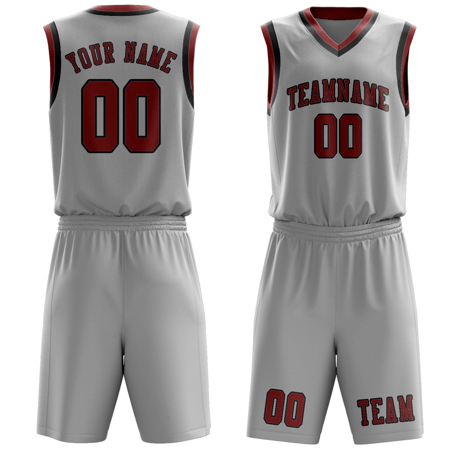 Custom Gray Coral Red Basketball Set