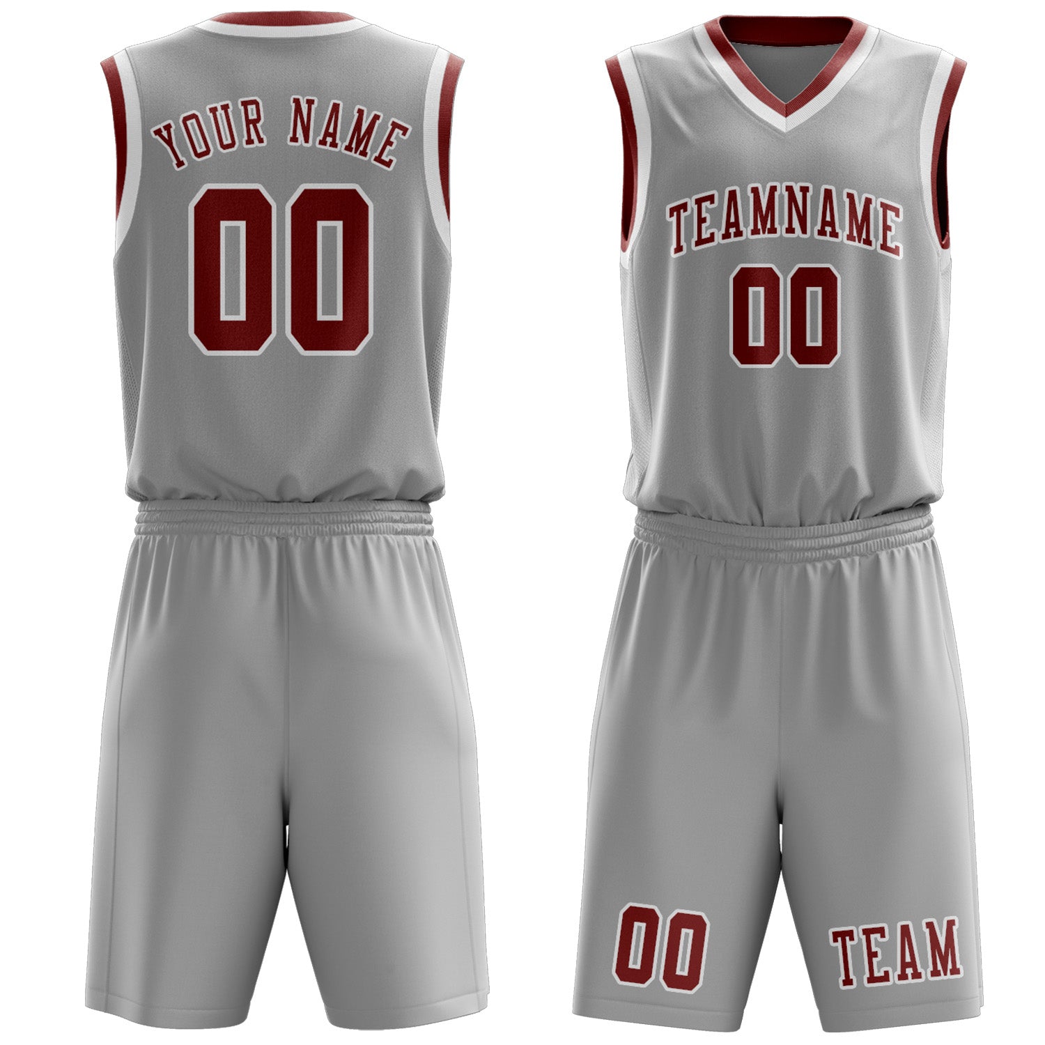 Custom Gray Coral Red Basketball Set