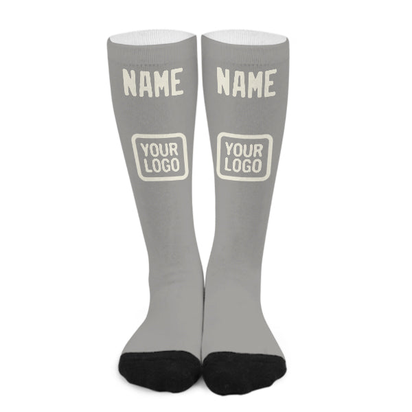 Custom Gray Cream Knee-High Sock