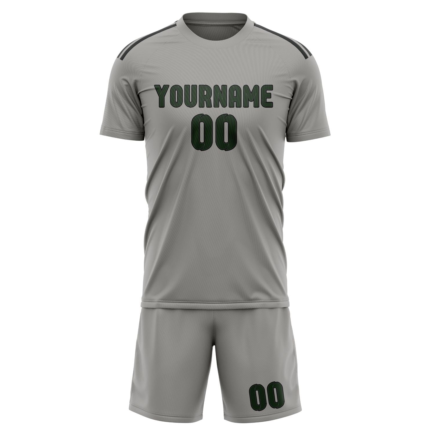 Custom Gray Dark Green Soccer Set