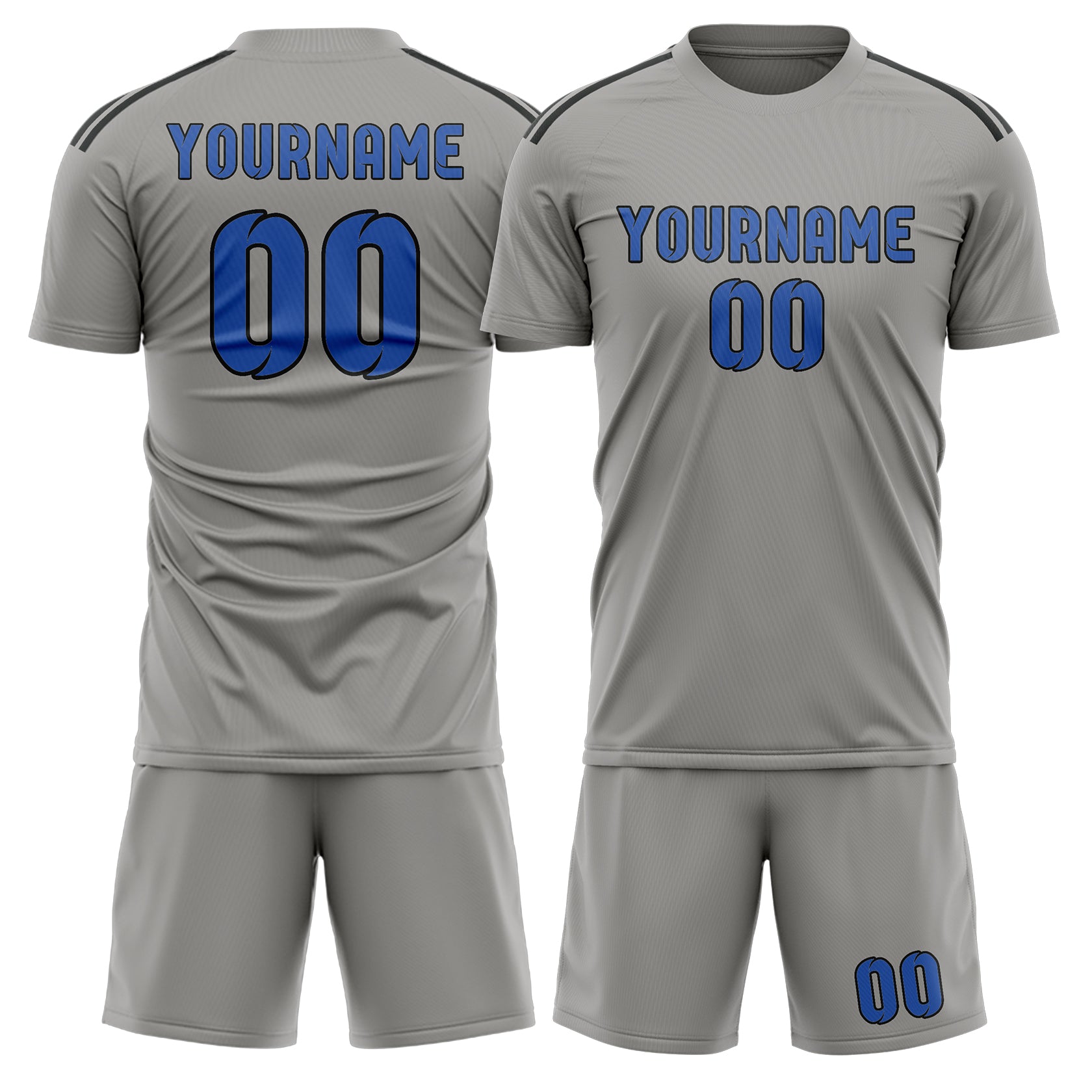 Custom Gray Sky Blue Soccer Set