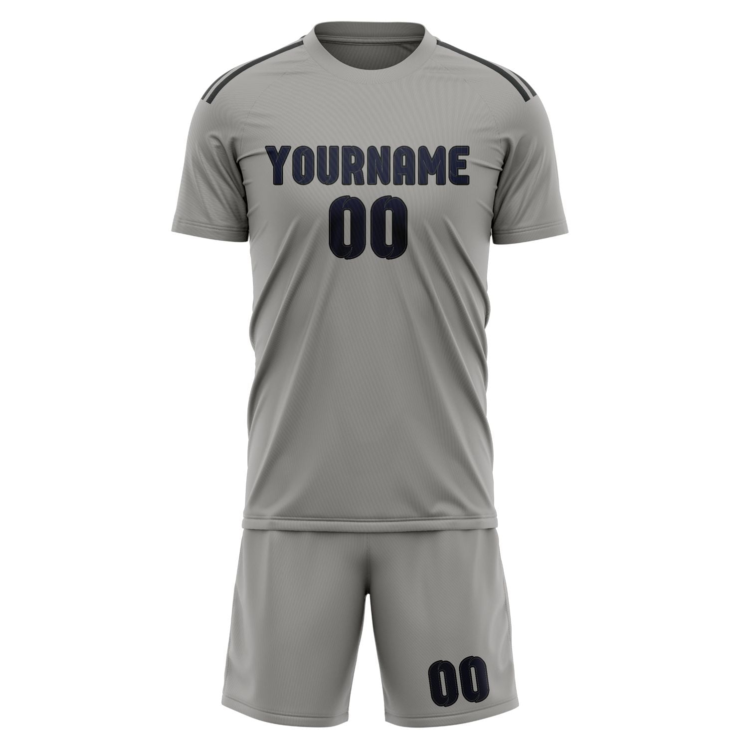 Custom Gray Navy Soccer Set