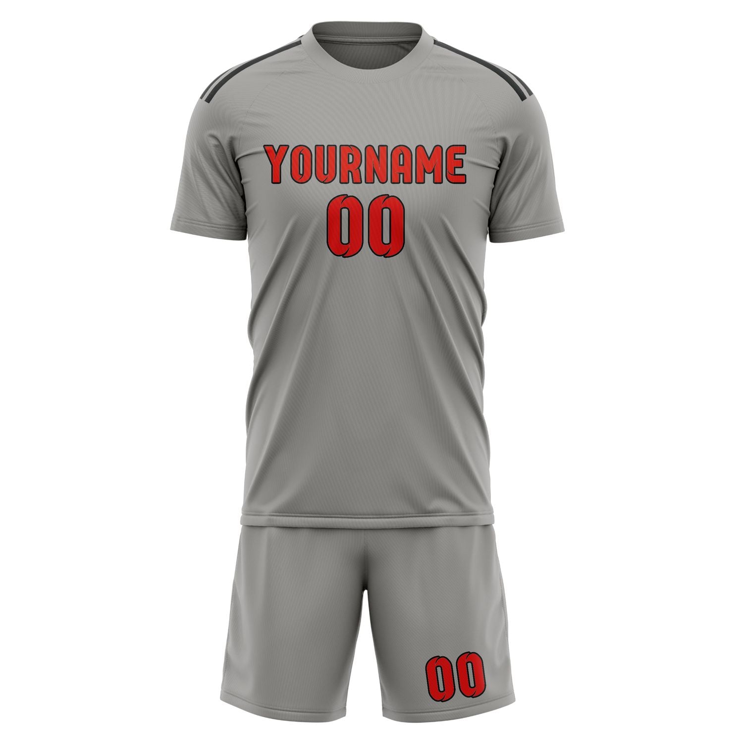 Custom Gray Orange Red Soccer Set