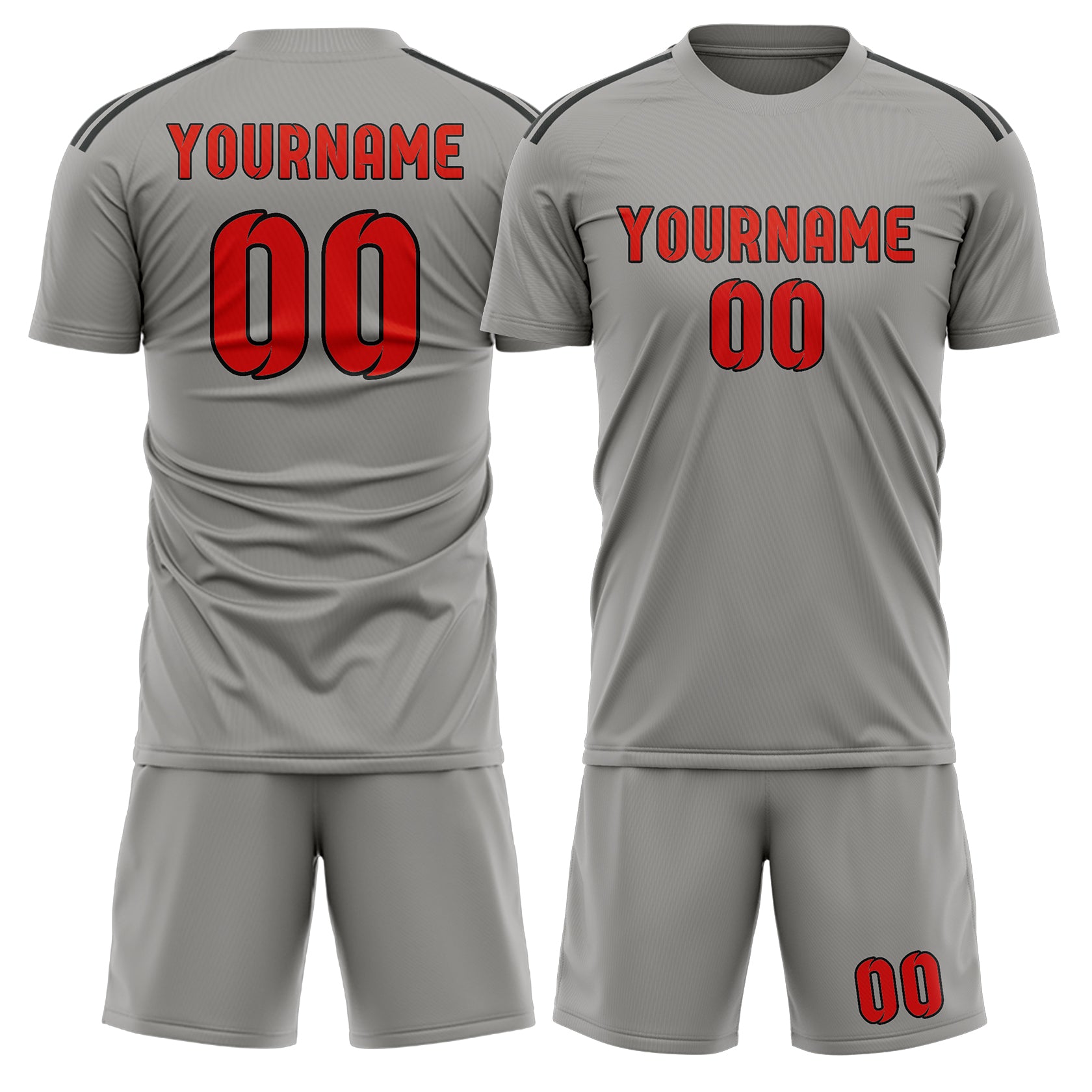Custom Gray Orange Red Soccer Set