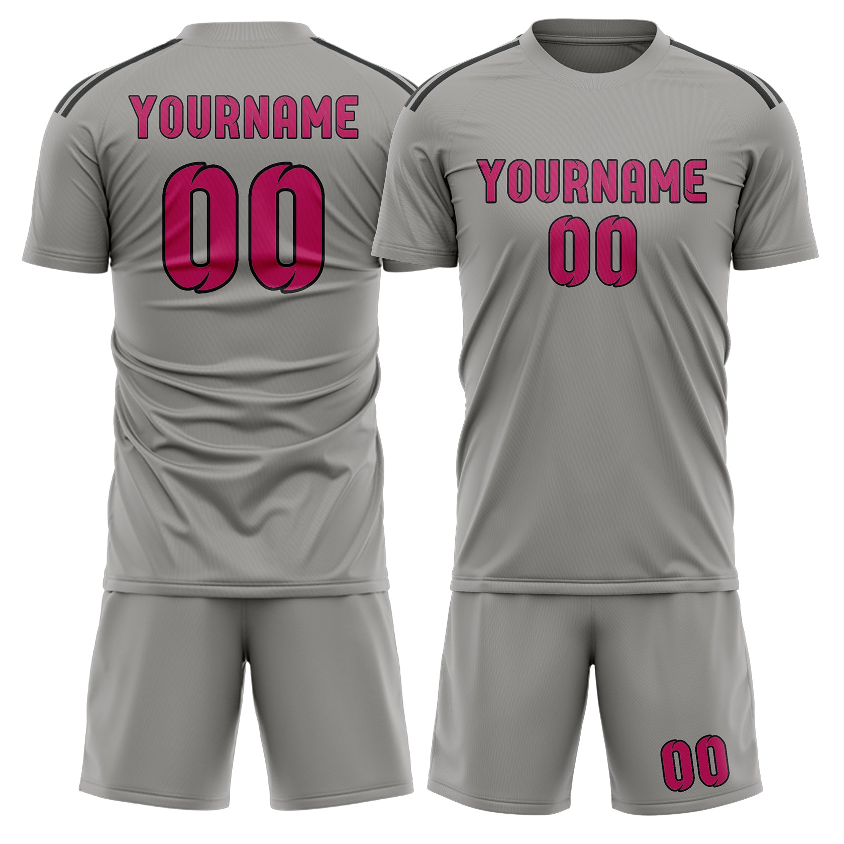 Custom Gray Pink Soccer Set