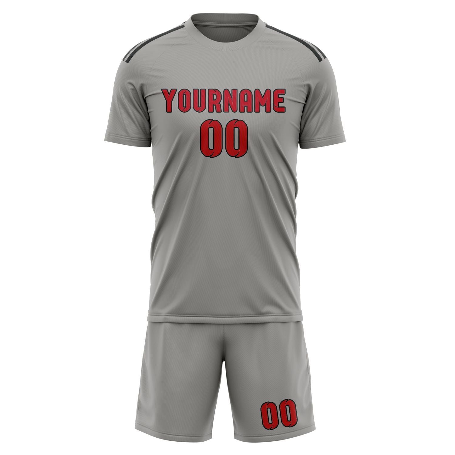 Custom Gray Red Soccer Set