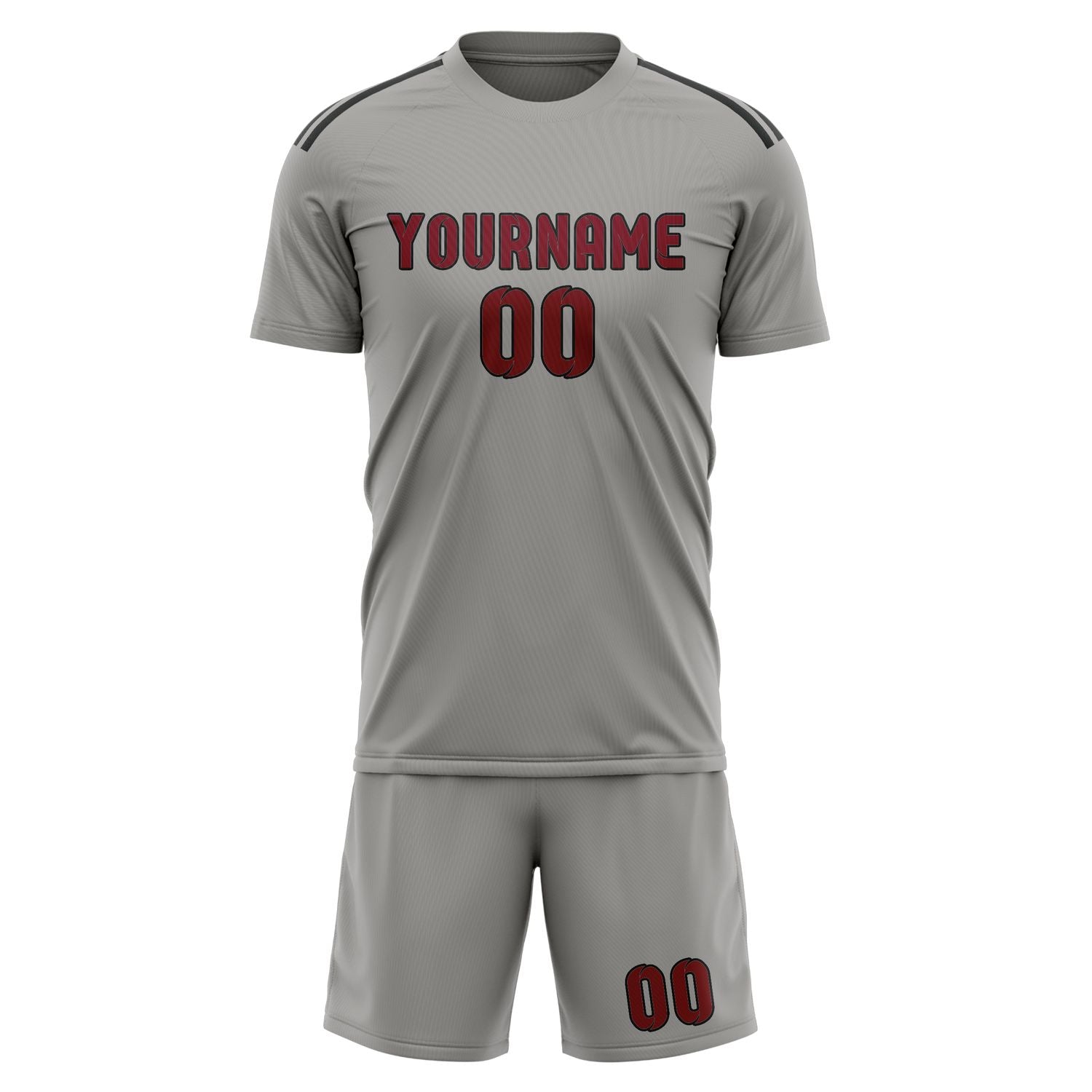 Custom Gray Crimson Red Soccer Set
