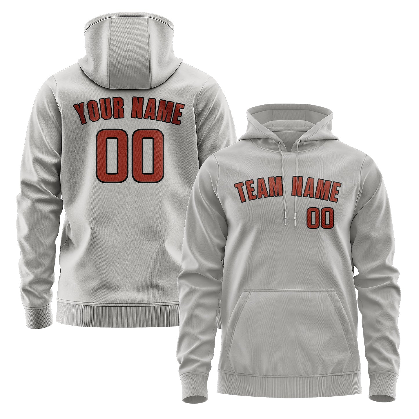 Custom Gray Coral Red Hoodie