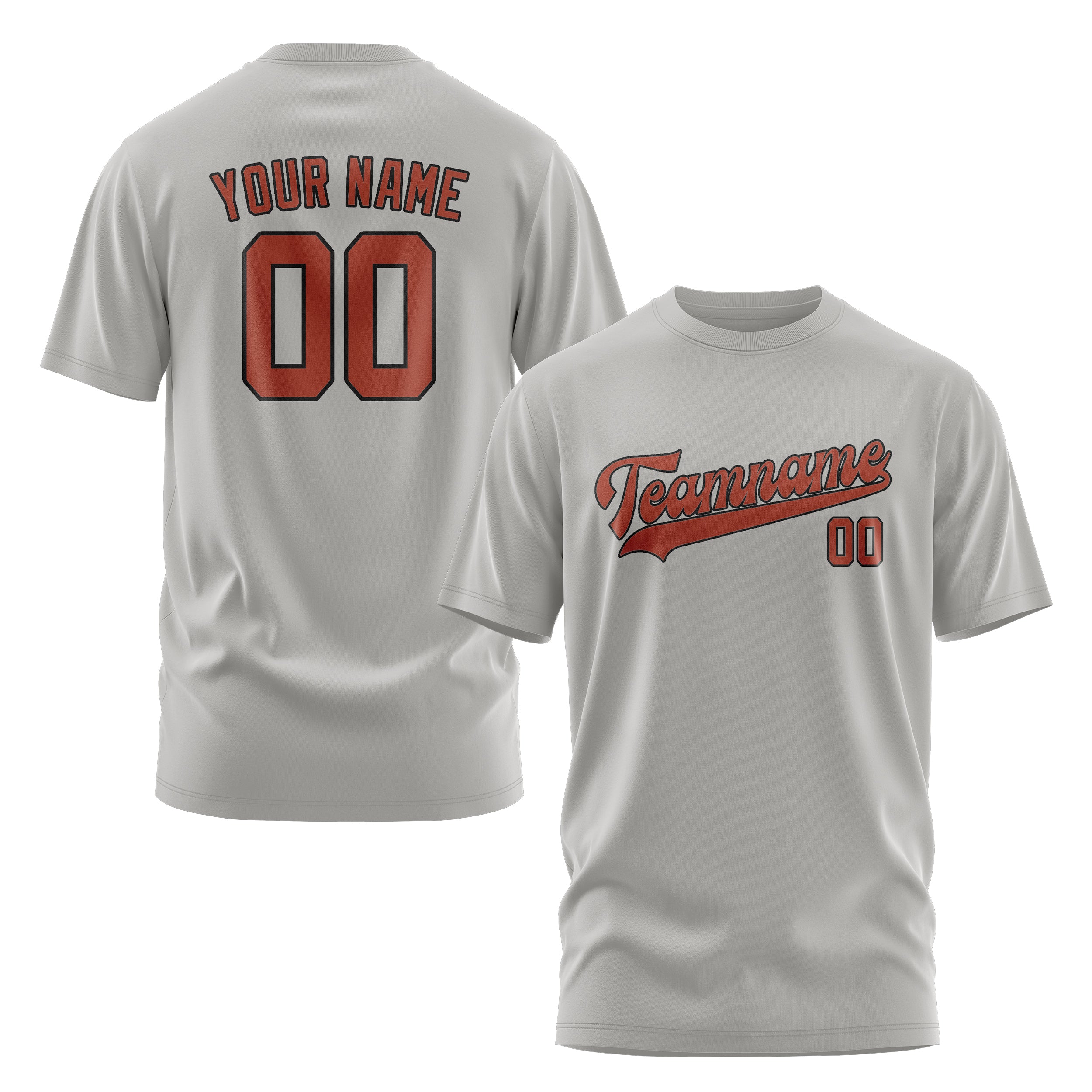 Custom Gray Coral Red T-Shirt