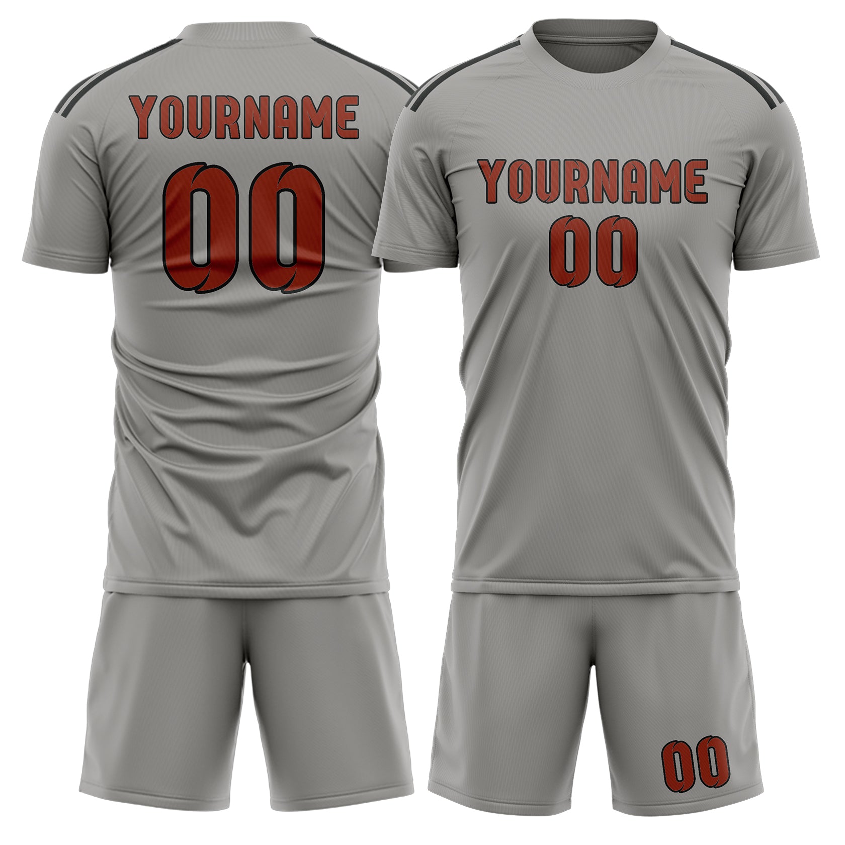 Custom Gray Coral Red Soccer Set