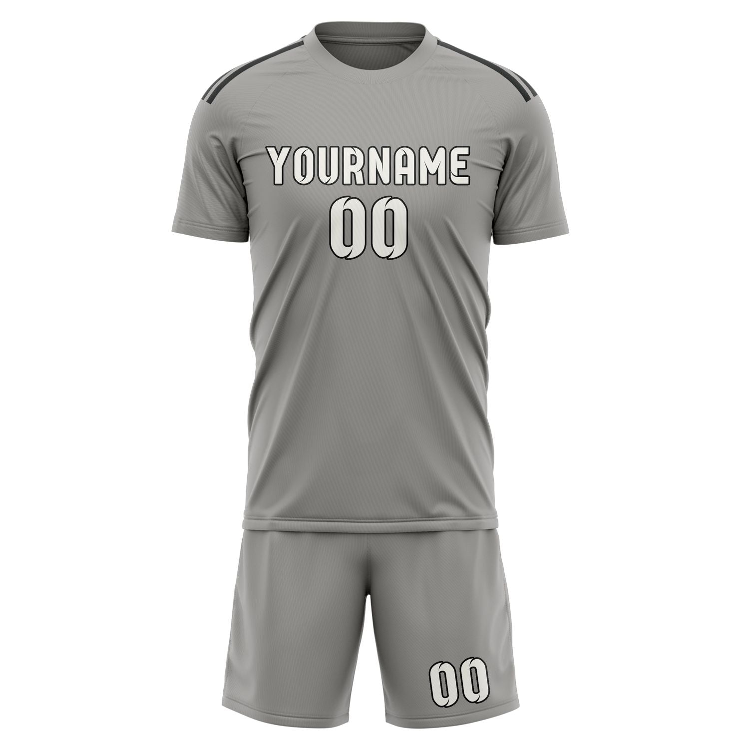 Custom Gray White Soccer Set