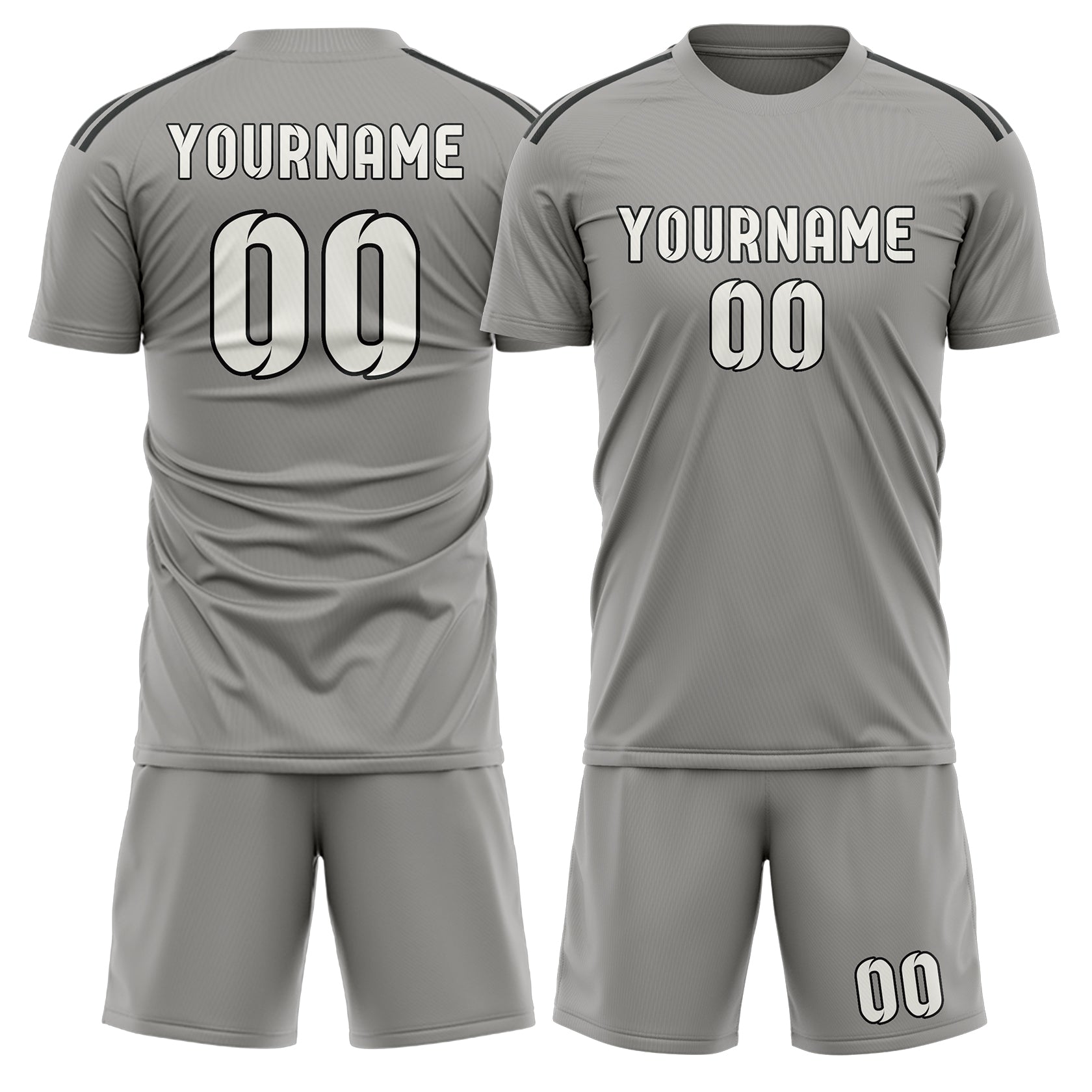 Custom Gray White Soccer Set