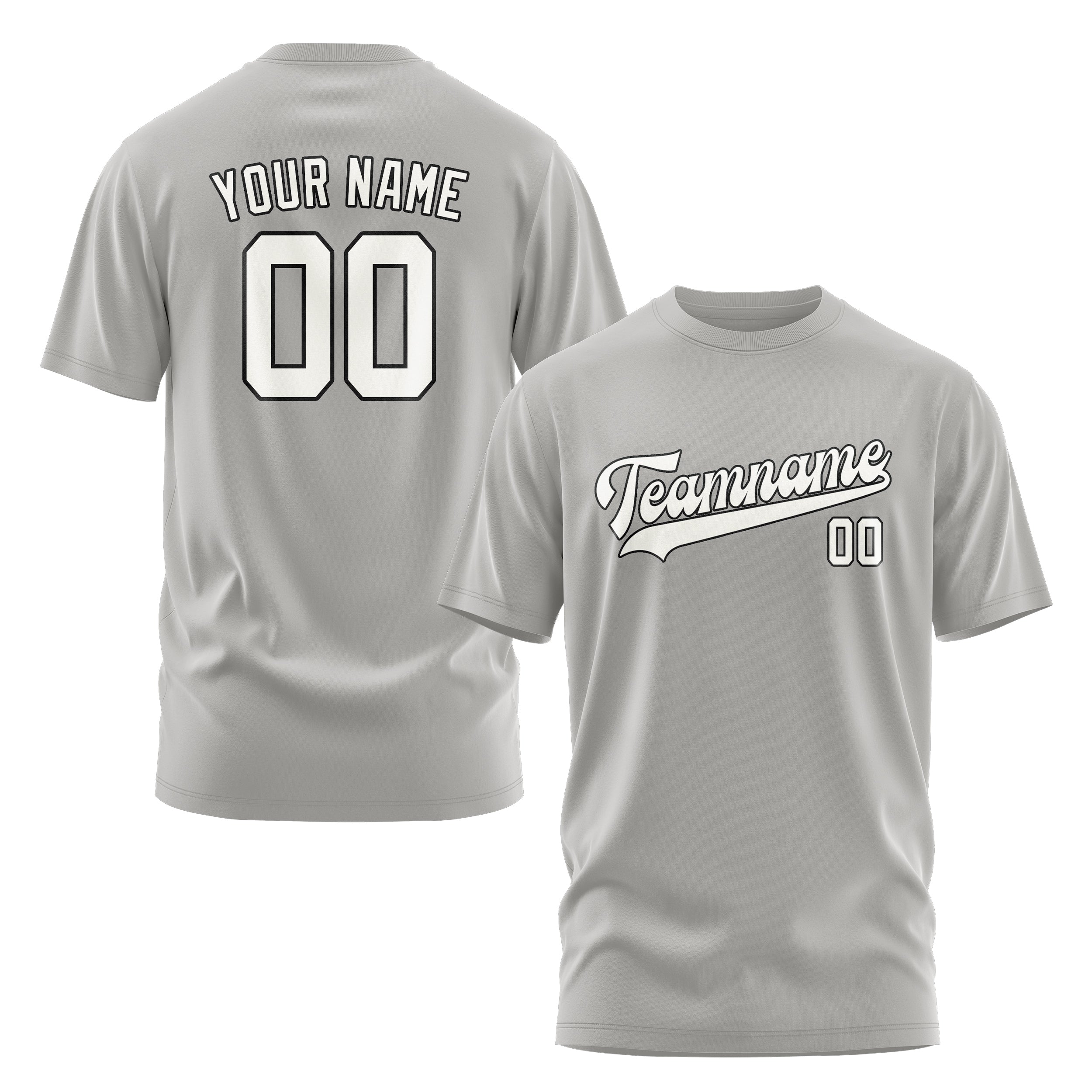 Custom Gray White T-Shirt