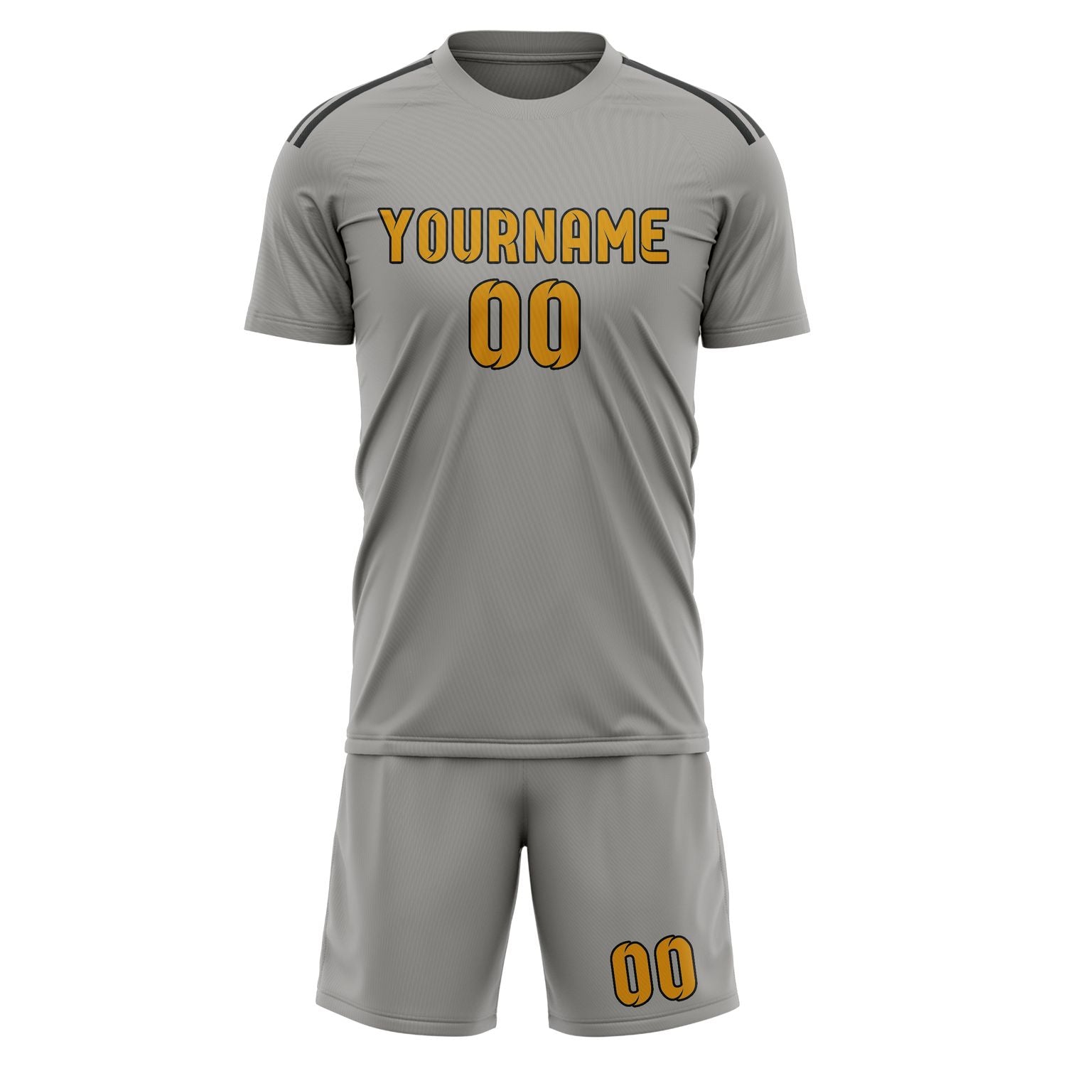 Custom Gray Yellow Soccer Set