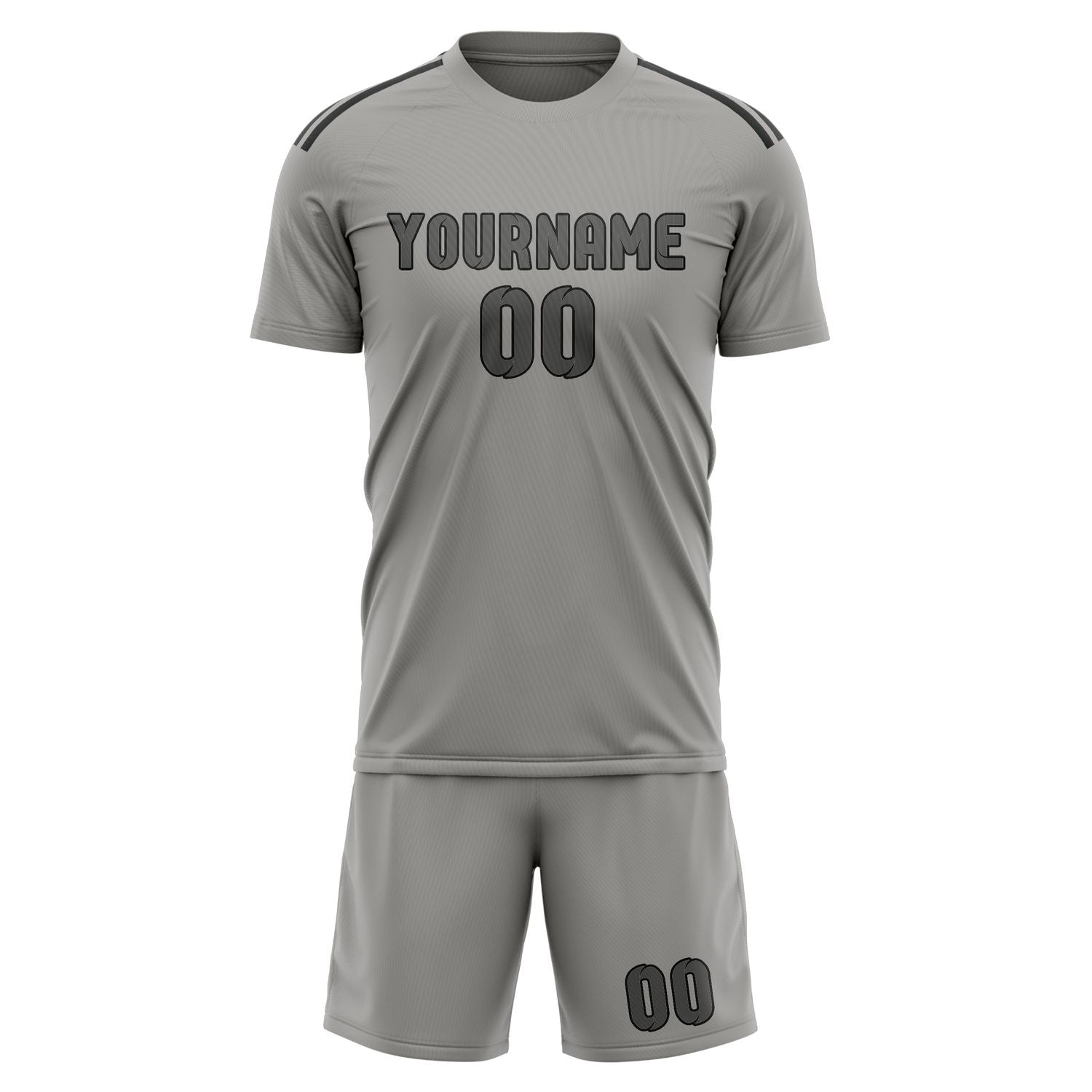 Custom Gray Dark Grey Soccer Set