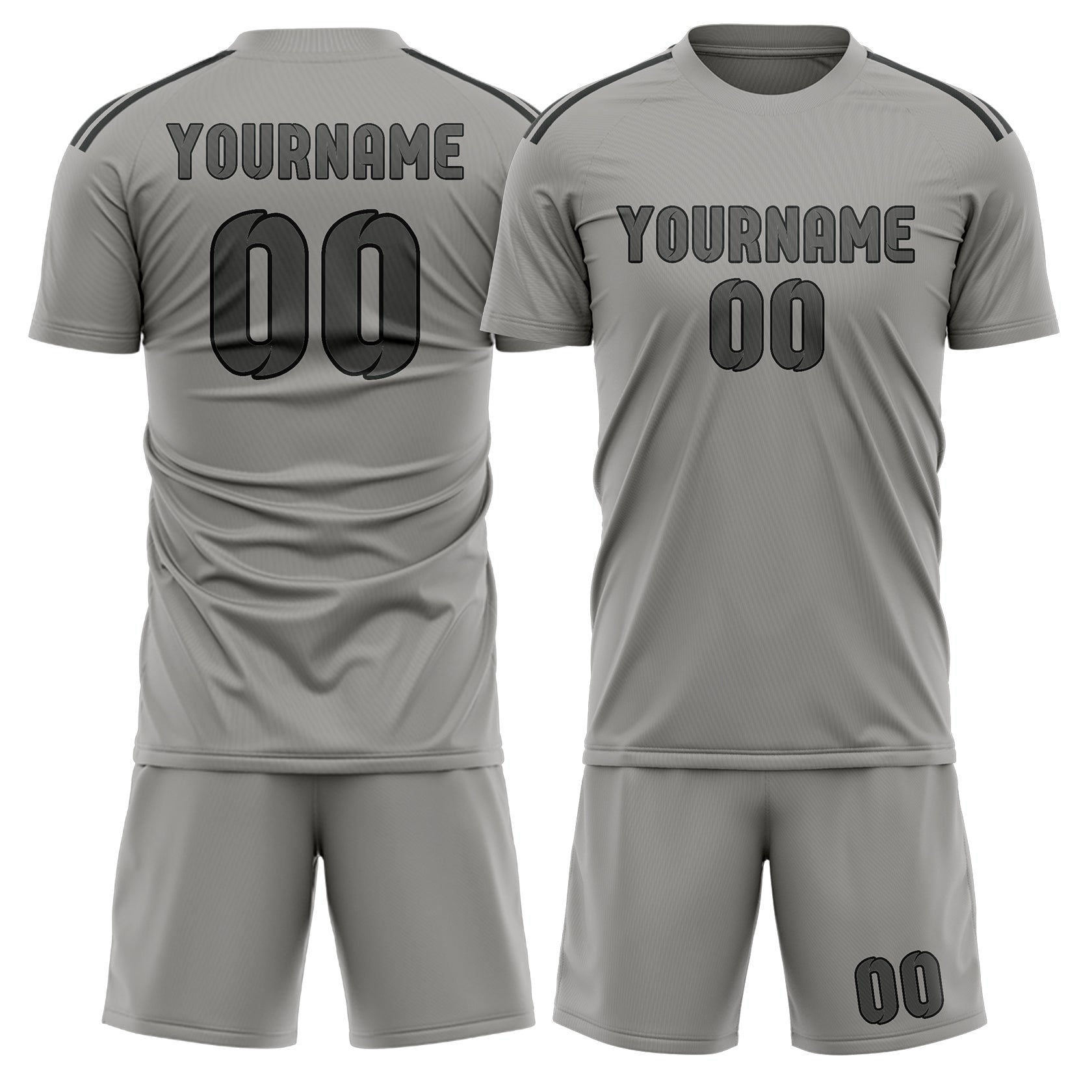 Custom Gray Dark Grey Soccer Set