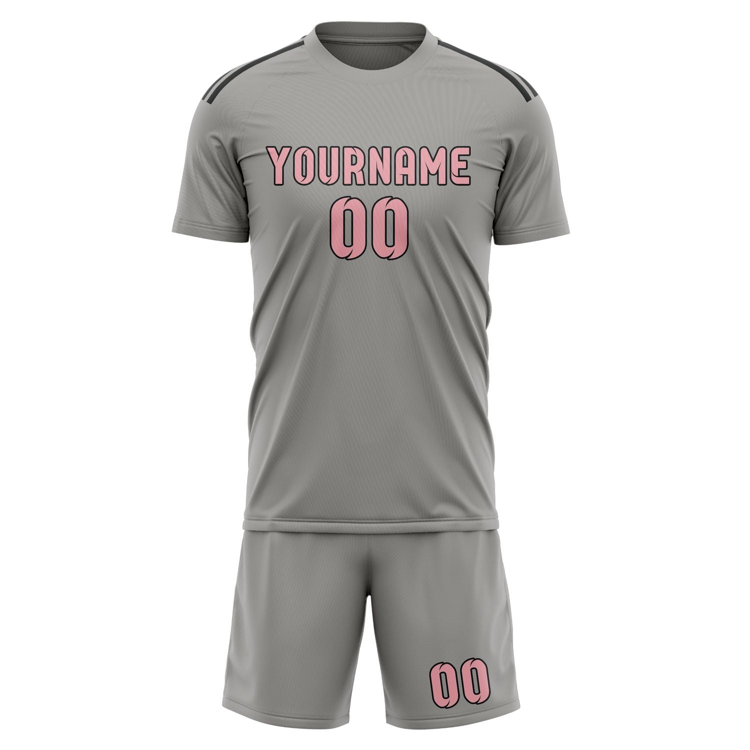 Custom Gray Light Pink Soccer Set