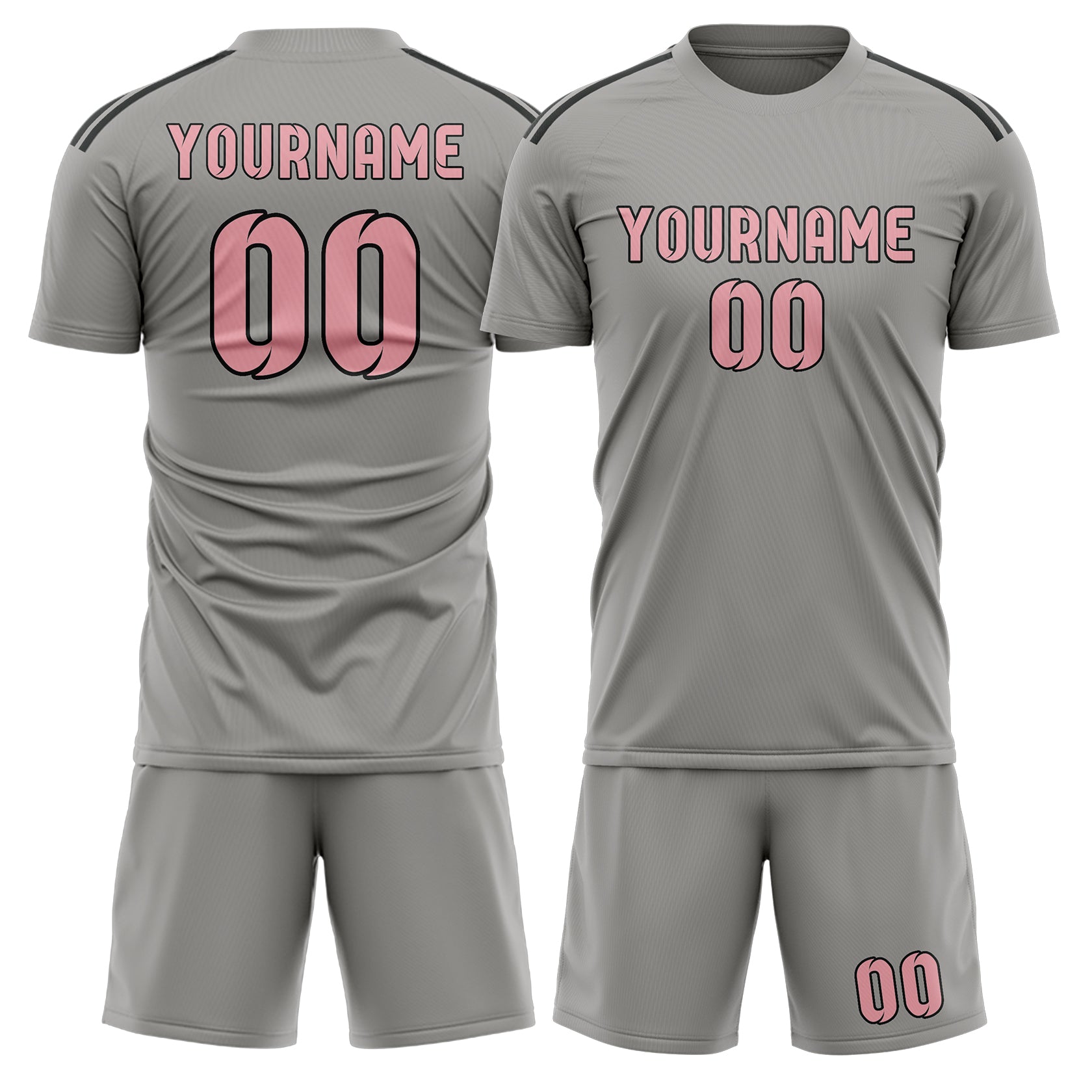 Custom Gray Light Pink Soccer Set