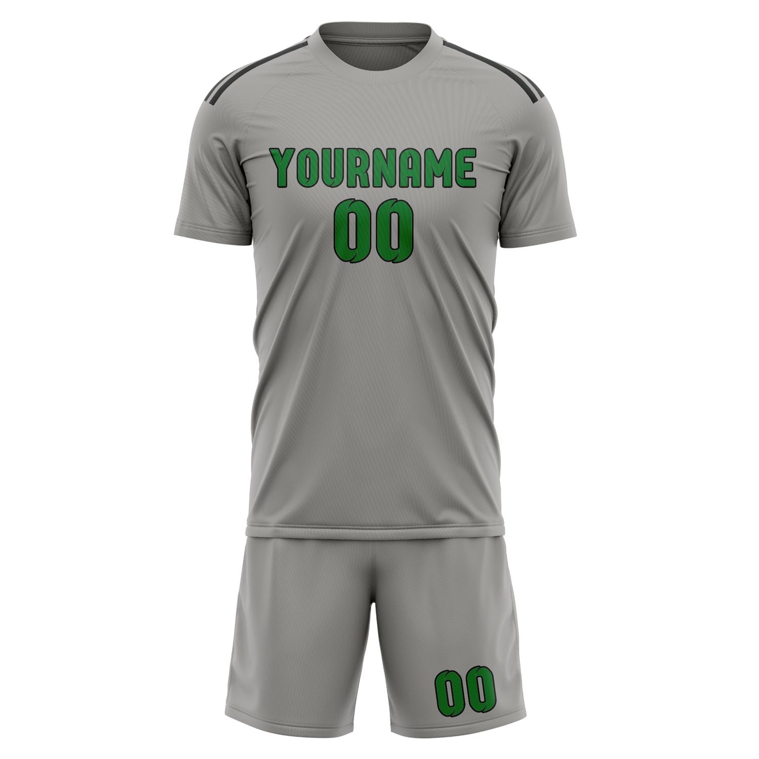 Custom Gray Emerald Green Soccer Set