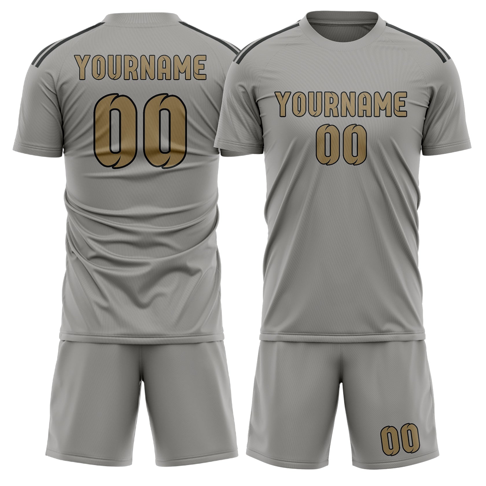 Custom Gray Light Khaki Soccer Set