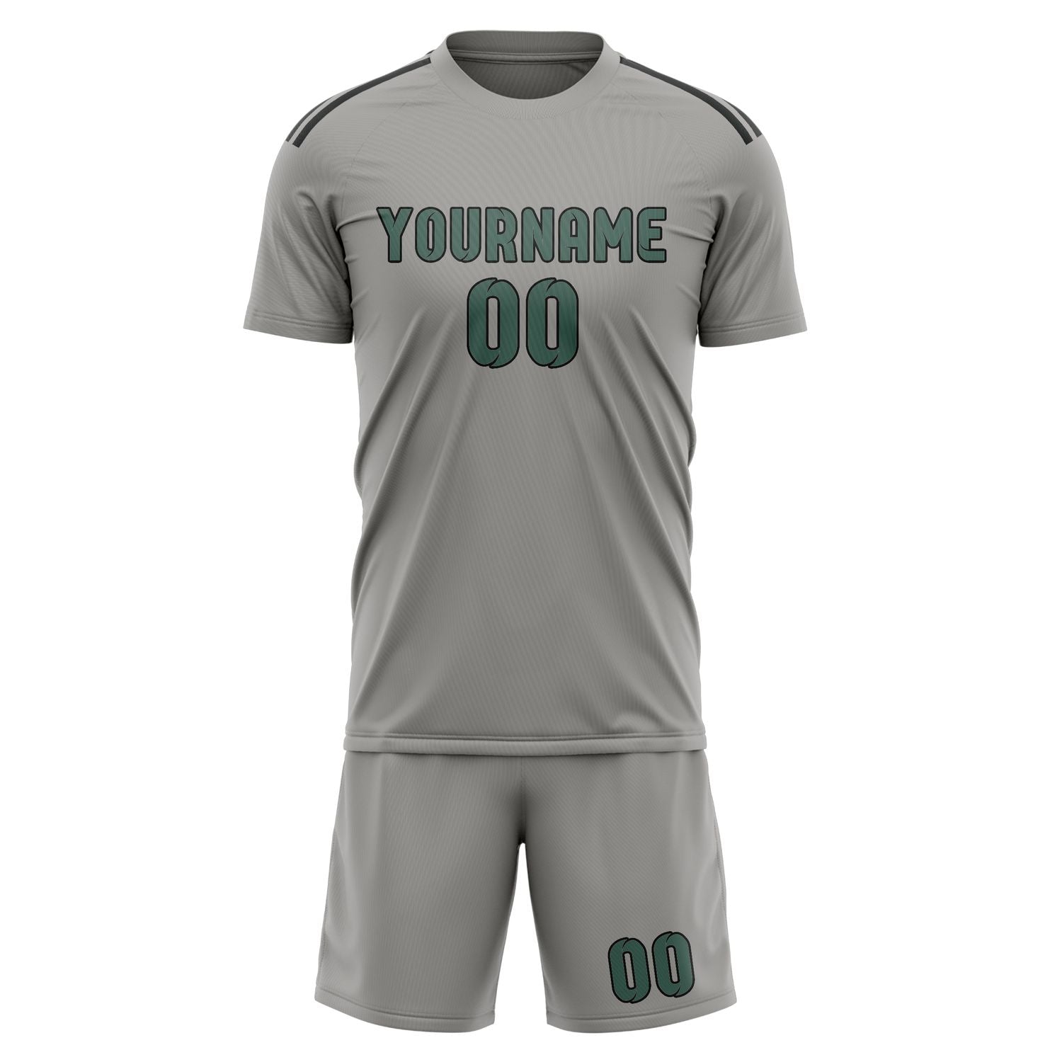 Custom Gray Blue Green Soccer Set