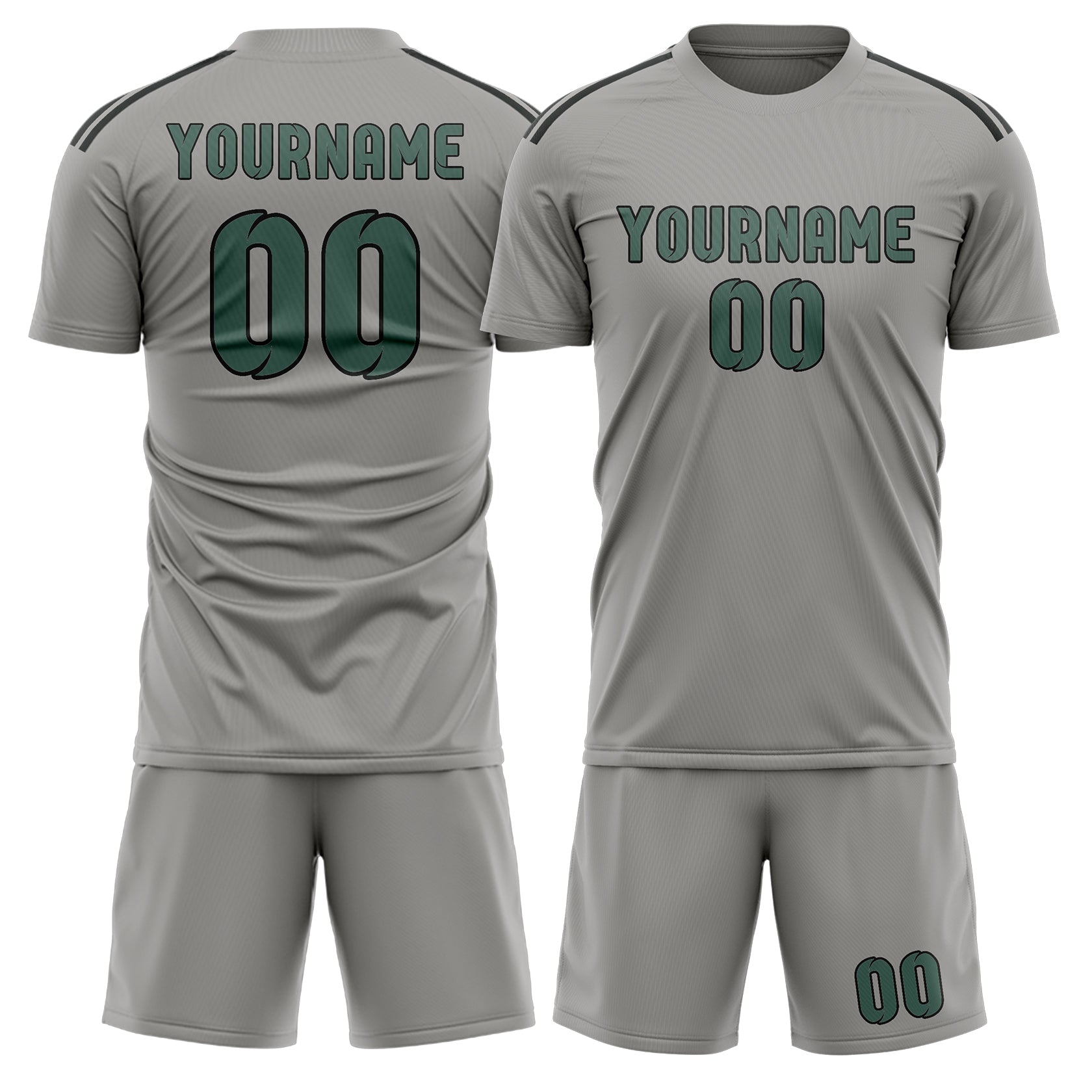 Custom Gray Blue Green Soccer Set