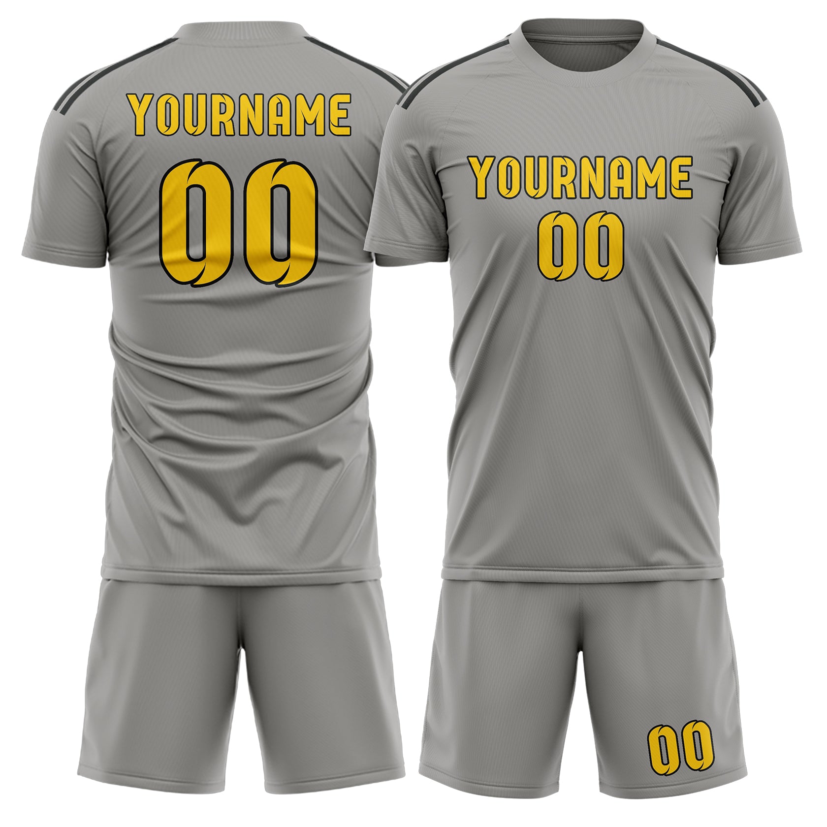 Custom Gray Gold Soccer Set