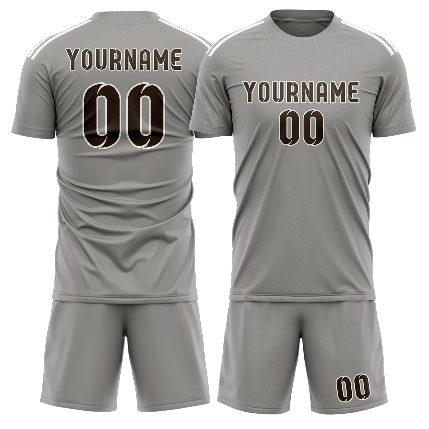 Custom Gray Brown Soccer Set