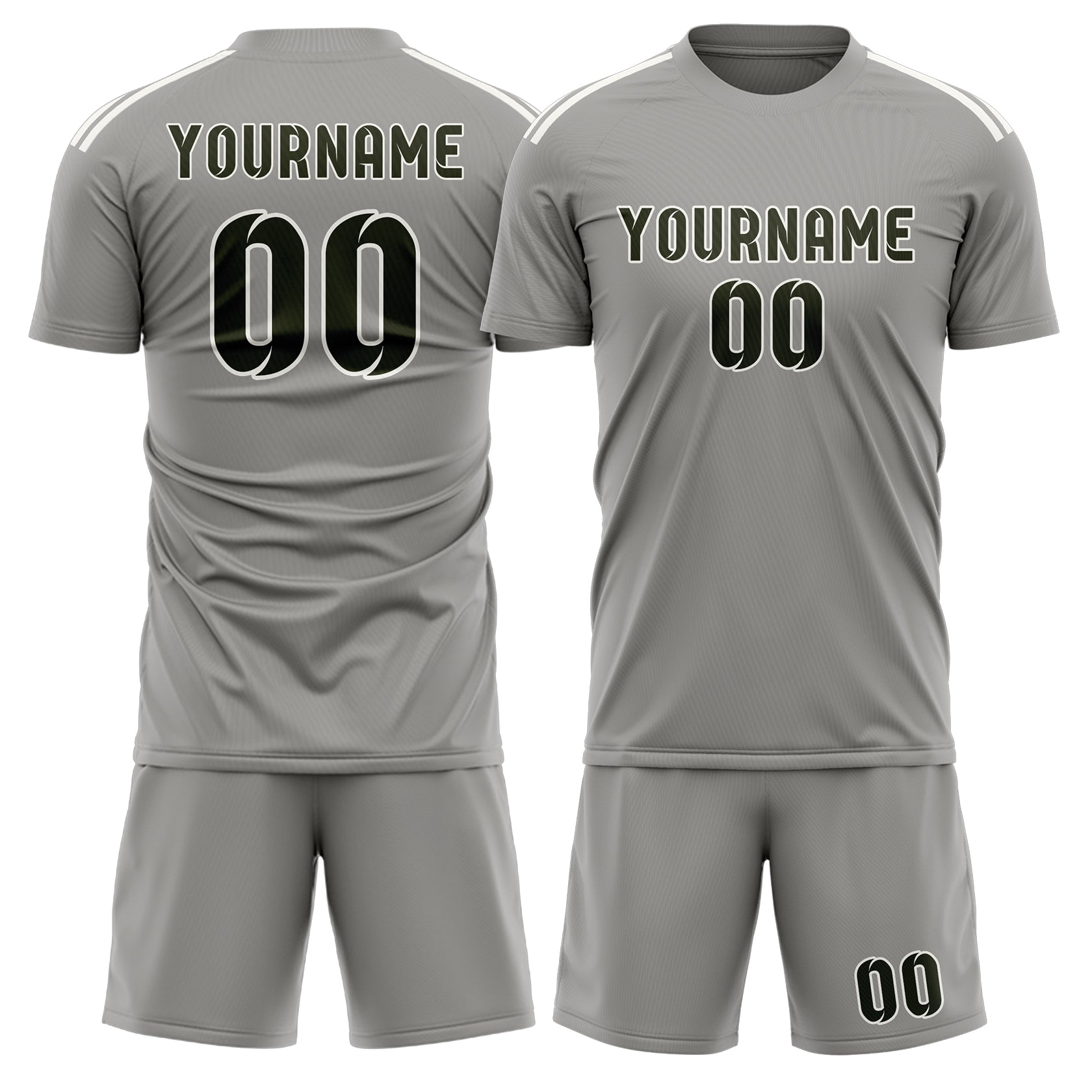 Custom Gray Olive Soccer Set