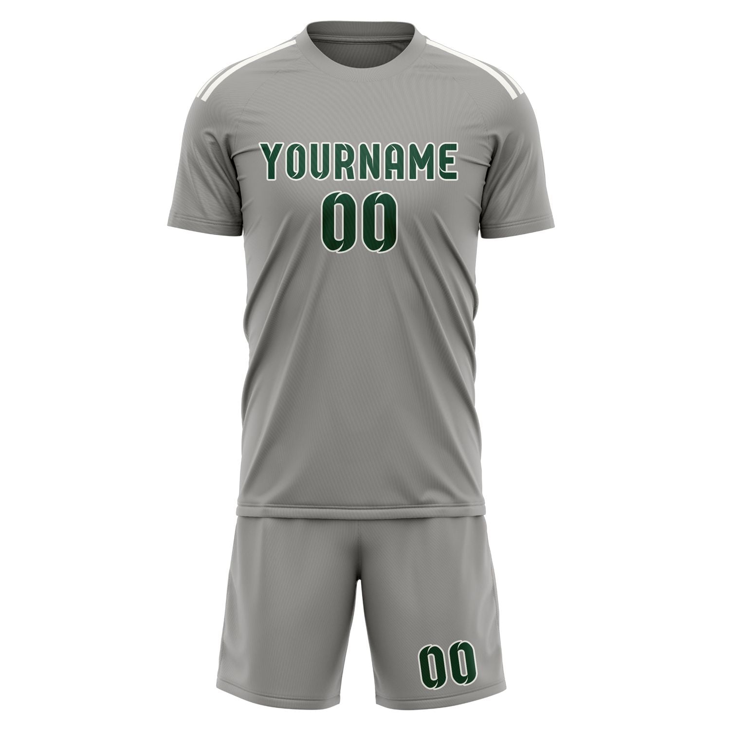 Custom Gray Green Soccer Set