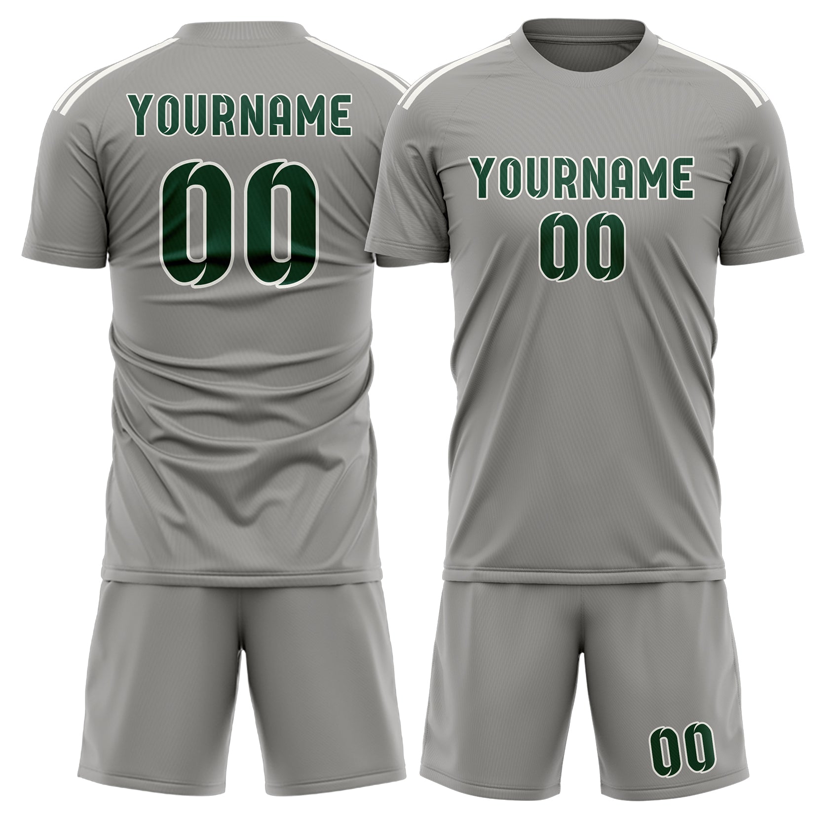Custom Gray Green Soccer Set