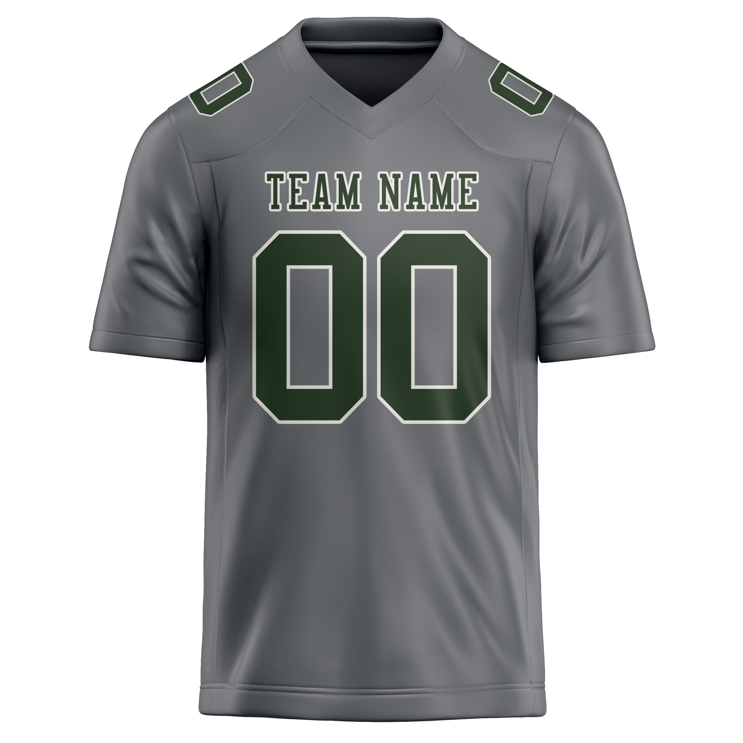 Custom Gray Dark Green Football Jersey