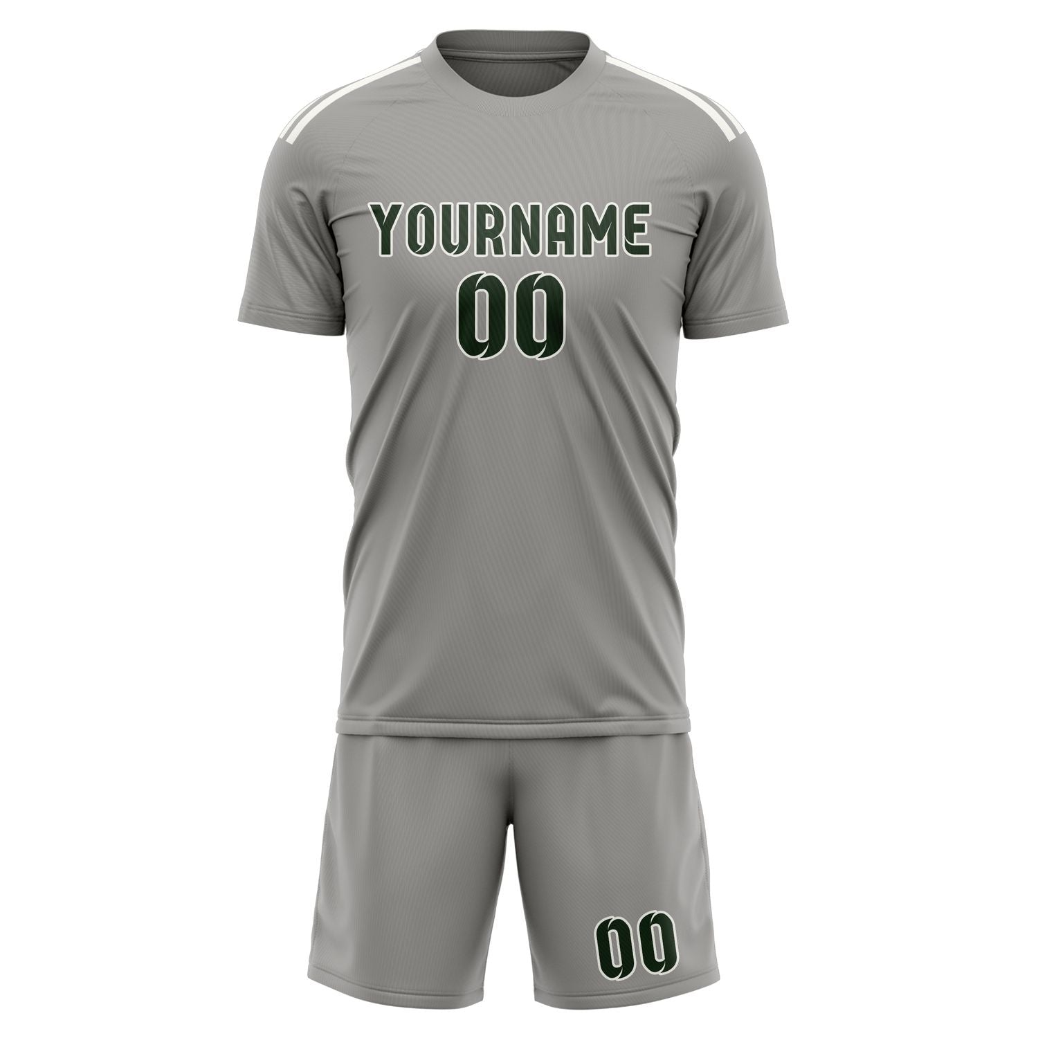 Custom Gray Dark Green Soccer Set